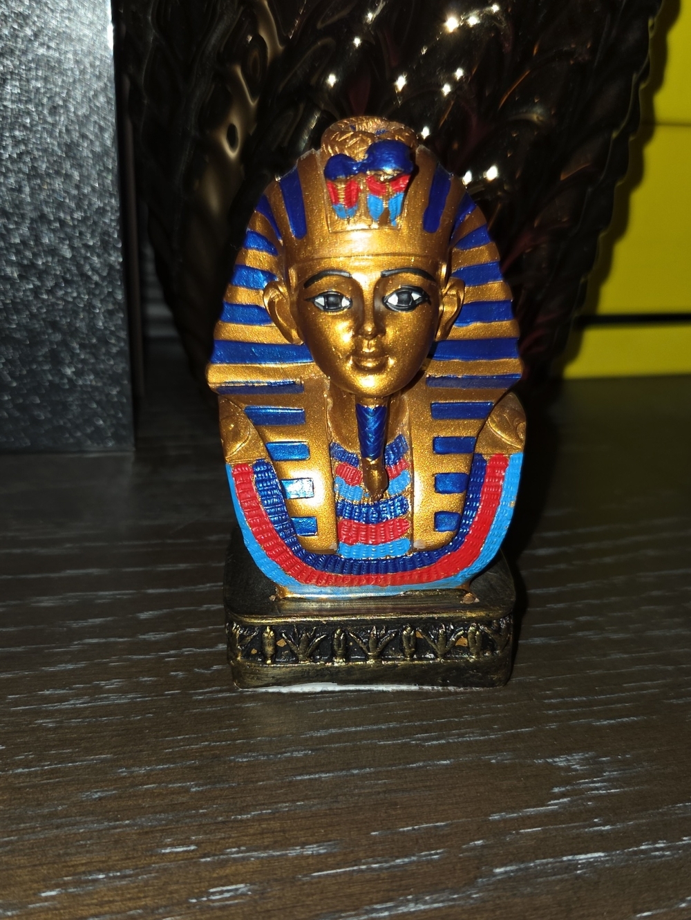 Gold and Blue Egyptian Pharaoh Bust Decorative Statue